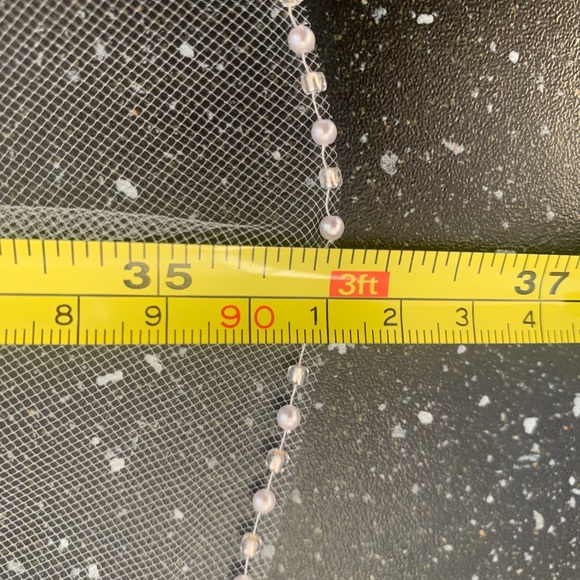 Wedding Veil, Pearl and silver bead edged by Dareth Colburn - Picture 3 of 5